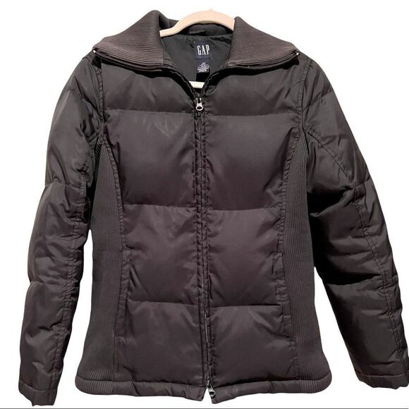 Vintage GAP 1990’s Black Quilted Zip Up Down Feather Puffer Warm Jacket Sz XS - Picture 1 of 10